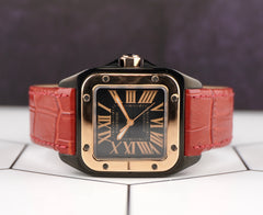 Cartier 33mm Santos 100 PVD Steel Rose Gold Midsize Mens Watch 2878