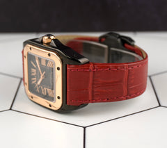 Cartier 33mm Santos 100 PVD Steel Rose Gold Midsize Mens Watch 2878