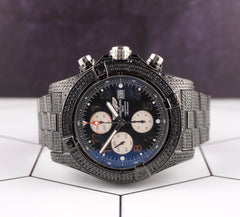 Breitling Super Avenger 48mm 8ct Iced out Black Diamonds Steel Mens Watch A13370