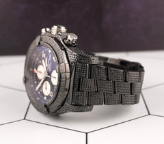 Breitling Super Avenger 48mm 8ct Iced out Black Diamonds Steel Mens Watch A13370