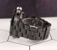 Breitling Super Avenger 48mm 8ct Iced out Black Diamonds Steel Mens Watch A13370