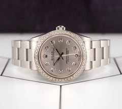 Rolex Oyster Perpetual 31mm 2ct Diamonds Silver Dial Watch 77080