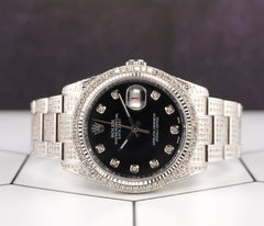 Rolex Oyster Perpetual Datejust 36mm Steel Mens Watch Iced 8ct Diamond 116200