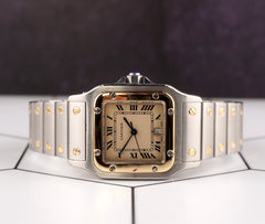 Cartier 29mm Santos Galbee Large Steel Yellow Gold Mens Watch 187901