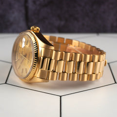 Rolex DAY-DATE 36mm 18K Yellow Gold President Champagne Dial Men's Watch 18038