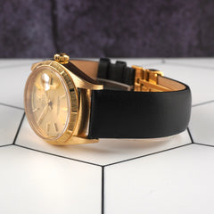 Rolex Day-Date 36mm 18k YG President Bark Leather Band Men's Watch 18078