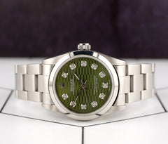 Rolex Oyster Perpetual 31mm Stainless Steel Green Motif Dial Watch 67480