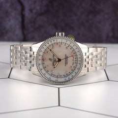 Breitling Navitimer 35mm Mother of Pearl Diamond Dial Steel Ladies Watch A17395