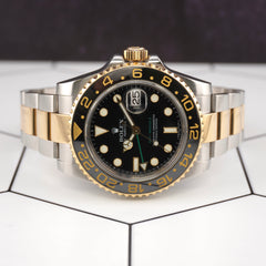Rolex GMT-MASTER II Date 40mm 18k Gold & Steel Black Dial Oyster Watch 116713LN