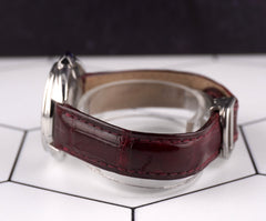 Cartier Cle 31mm Silver Dial Leather Band Automatic Steel Ladies Watch 3867