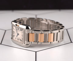 Cartier 28mm Tank Anglaise Small Steel Rose Gold Ladies Watch 3485