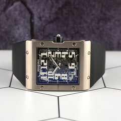 Richard Mille Extra Flat 38mm 18k White Gold Rubber Strap Men's Watch RM016