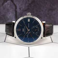 IWC 45mm Portofino 8 Days Power Reserve Blue Dial Steel Mens Watch IW510106