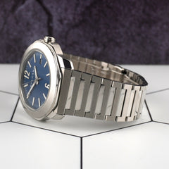 Bvlgari 41mm Octo Roma Blue Dial Stainless Steel Men's Watch 103739
