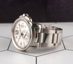 Cartier Calibre 42mm Silver Dial Automatic Stainless Steel Men's Watch Ref 3389