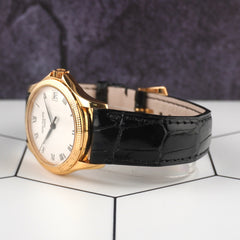 Patek Philippe Calatrava 37mm 18K Rose Gold White Dial Leather Band Watch 5117R