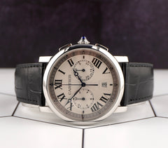 Cartier 40mm Rotonde Chronograph Silver Dial Automatic Steel Men's Watch 3770