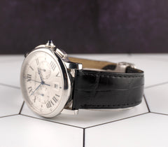 Cartier 40mm Rotonde Chronograph Silver Dial Automatic Steel Men's Watch 3770