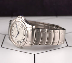 Cartier Santos Ronde 33mm White Roman Dial Automatic Steel Mens Watch 1920