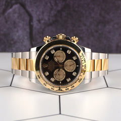 Rolex Daytona 40mm Steel Yellow Gold Black Diamond Dial Mens Watch 126503