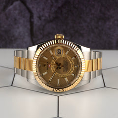 Rolex Sky-Dweller 42mm 18K YG / Steel Gold Dial Oyster Men's Watch 326933