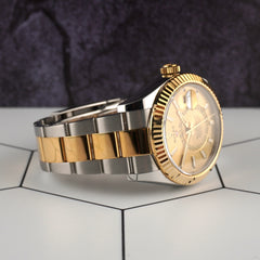 Rolex Sky-Dweller 42mm 18K YG / Steel Gold Dial Oyster Men's Watch 326933