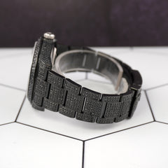 Rolex Men's Datejust 41mm Black Iced Out 11ct Diamonds Arabic Watch 116300 Papers