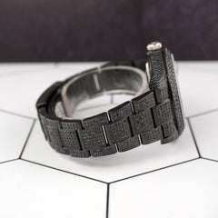 Rolex Men's Datejust 41mm Black Iced Out 11ct Diamonds Arabic Watch 116300 Papers