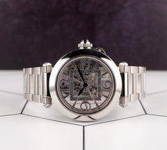 Cartier 41mm Pasha de Cartier Skeleton Stainless Steel Automatic Mens Watch 4282