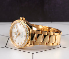 Omega 38.5mm Seamaster Aqua Terra Yellow Gold MOP Dial Watch 231.55.39.21.55.002