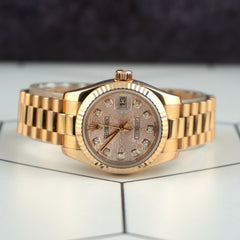 Rolex Datejust 26mm Rose Gold Anniversary Dial Ladies Watch 179175