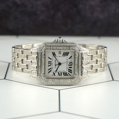 Cartier Panthere Jumbo 29mm Custom Iced Out 5ct Genuine Diamonds Ref 1300