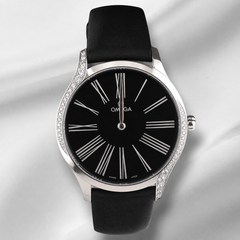 Omega 36mm De Ville Tresor Black Dial SS Ladies Watch 428.17.39.60.01.001