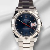 Rolex 36mm Datejust Turn-O-Graph Steel White Gold Blue Dial Men's Watch 116264