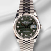 Rolex 36mm Datejust Olive Green Palm Diamond Dial Men's Watch 126234