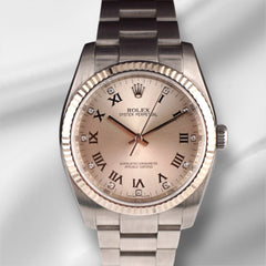 Rolex 36mm Oyster Perpetual Steel White Gold Diamond Men's Watch 116034