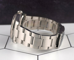 Rolex 36mm Oyster Perpetual Steel White Gold Black Dial Men's Watch 116034