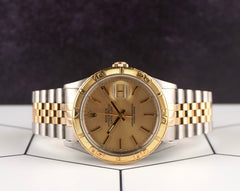 Rolex 36mm Datejust Turn O Graph 18k YG Steel Gold Dial Men's Watch 16263