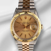 Rolex 36mm Datejust Turn O Graph 18k YG Steel Gold Dial Men's Watch 16263