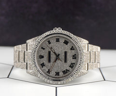 Rolex 39mm Oyster Perpetual 16ct Iced Out Roman Diamond Dial Men's Watch 114300