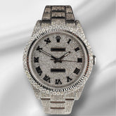 Rolex 39mm Oyster Perpetual 16ct Iced Out Roman Diamond Dial Men's Watch 114300