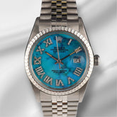 Rolex 36mm Datejust Engine-Turned Jubilee Marble Blue Roman Dial Watch 16030