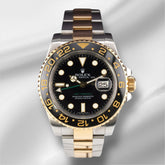 Rolex GMT-MASTER II Date 40mm 18k Gold & Steel Black Dial Oyster Watch 116713LN