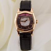 Roger Dubuis Sympathie 27mm 18K RG Smooth White MOP Black Leather Strap S27