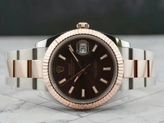 Rolex Datejust 41mm Steel Rose Gold Brown Dial Mens Watch 126331