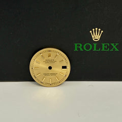 Rolex Datejust Ladies 26mm Gold Dial Gold Stick Train-Track 69173 79173