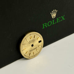 Rolex Datejust Ladies 26mm Gold Dial Gold Stick Train-Track 69173 79173