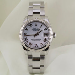 Rolex Datejust 31mm Steel & 18K RG Oyster Diamond Bezel White MOP Dial 178344