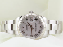 Rolex Datejust 31mm Steel & 18K RG Oyster Diamond Bezel White MOP Dial 178344