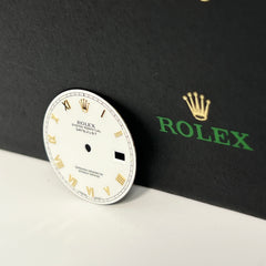 Rolex Datejust Men's 36mm Two Tone White Dial Gold Skinny Roman Numerals 16233